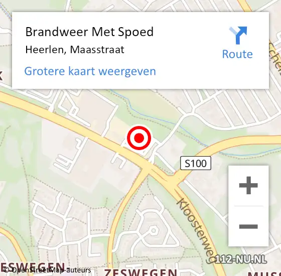 Locatie op kaart van de 112 melding: Brandweer Met Spoed Naar Heerlen, Maasstraat op 26 september 2021 22:56