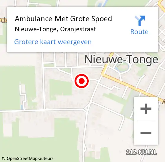 Locatie op kaart van de 112 melding: Ambulance Met Grote Spoed Naar Nieuwe-Tonge, Oranjestraat op 26 september 2021 22:59