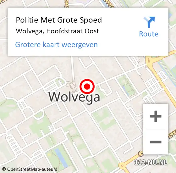 Locatie op kaart van de 112 melding: Politie Met Grote Spoed Naar Wolvega, Hoofdstraat Oost op 26 september 2021 23:01