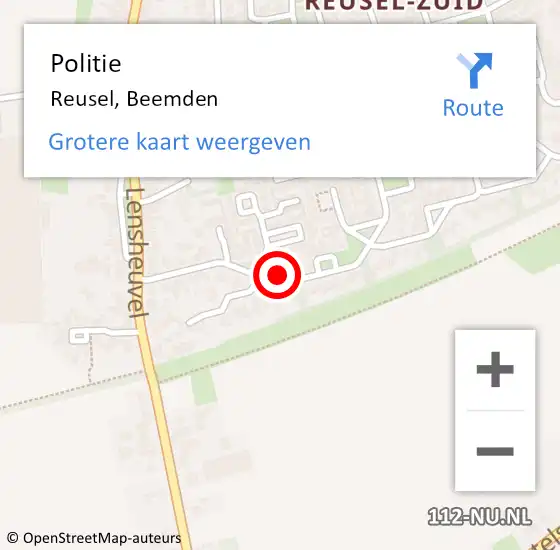 Locatie op kaart van de 112 melding: Politie Reusel, Beemden op 26 september 2021 23:14