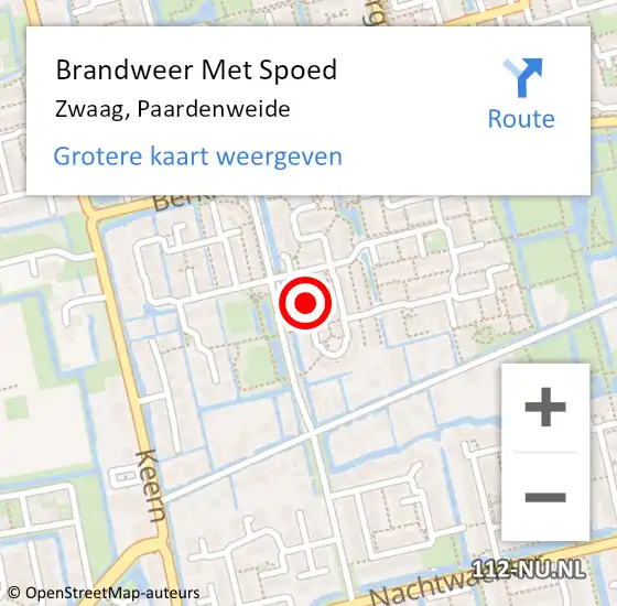 Locatie op kaart van de 112 melding: Brandweer Met Spoed Naar Zwaag, Paardenweide op 26 september 2021 23:55