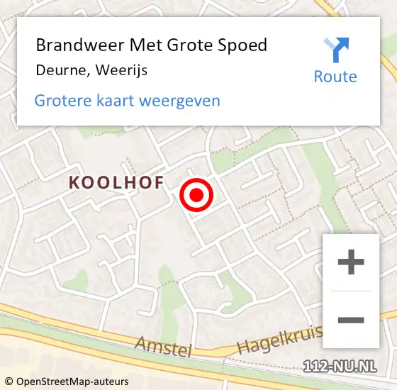 Locatie op kaart van de 112 melding: Brandweer Met Grote Spoed Naar Deurne, Weerijs op 27 september 2021 02:13