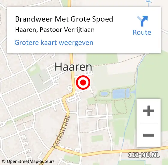 Locatie op kaart van de 112 melding: Brandweer Met Grote Spoed Naar Haaren, Pastoor Verrijtlaan op 27 september 2021 04:30