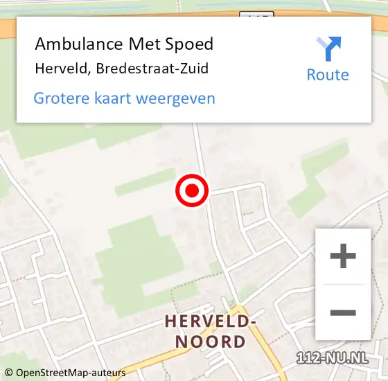Locatie op kaart van de 112 melding: Ambulance Met Spoed Naar Herveld, Bredestraat-Zuid op 27 september 2021 07:26