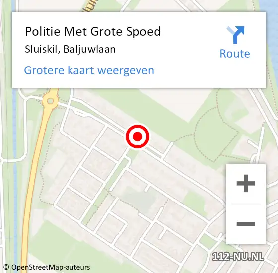 Locatie op kaart van de 112 melding: Politie Met Grote Spoed Naar Sluiskil, Baljuwlaan op 27 september 2021 07:52