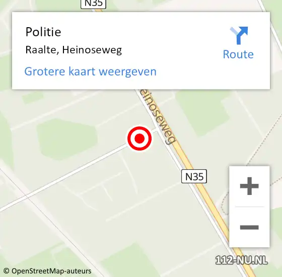 Locatie op kaart van de 112 melding: Politie Raalte, Heinoseweg op 27 september 2021 07:54