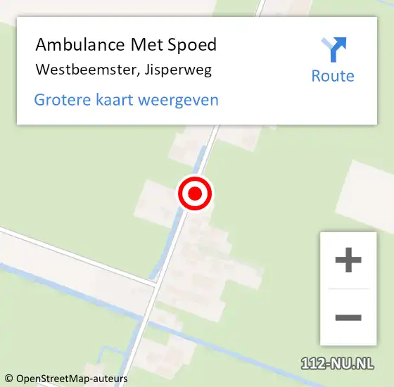 Locatie op kaart van de 112 melding: Ambulance Met Spoed Naar Westbeemster, Jisperweg op 27 september 2021 08:25