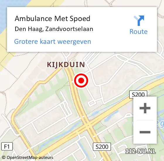 Locatie op kaart van de 112 melding: Ambulance Met Spoed Naar Den Haag, Zandvoortselaan op 27 september 2021 08:30