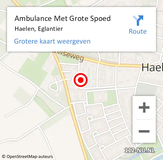 Locatie op kaart van de 112 melding: Ambulance Met Grote Spoed Naar Haelen, Eglantier op 27 september 2021 08:42