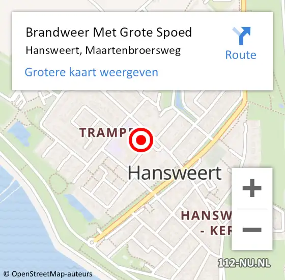 Locatie op kaart van de 112 melding: Brandweer Met Grote Spoed Naar Hansweert, Maartenbroersweg op 24 juni 2014 09:17