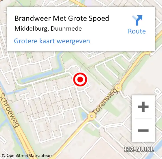 Locatie op kaart van de 112 melding: Brandweer Met Grote Spoed Naar Middelburg, Duunmede op 27 september 2021 09:03