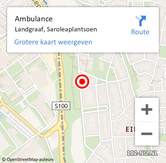 Locatie op kaart van de 112 melding: Ambulance Landgraaf, Saroleaplantsoen op 24 juni 2014 09:21