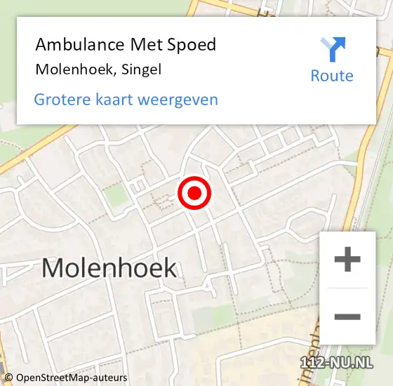 Locatie op kaart van de 112 melding: Ambulance Met Spoed Naar Molenhoek, Singel op 27 september 2021 09:32