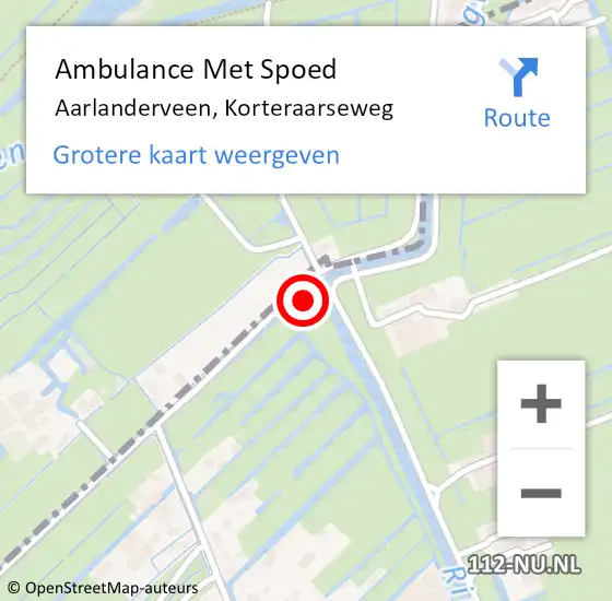Locatie op kaart van de 112 melding: Ambulance Met Spoed Naar Aarlanderveen, Korteraarseweg op 27 september 2021 10:12