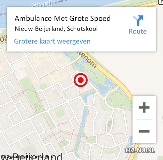 Locatie op kaart van de 112 melding: Ambulance Met Grote Spoed Naar Nieuw-Beijerland, Schutskooi op 27 september 2021 10:23