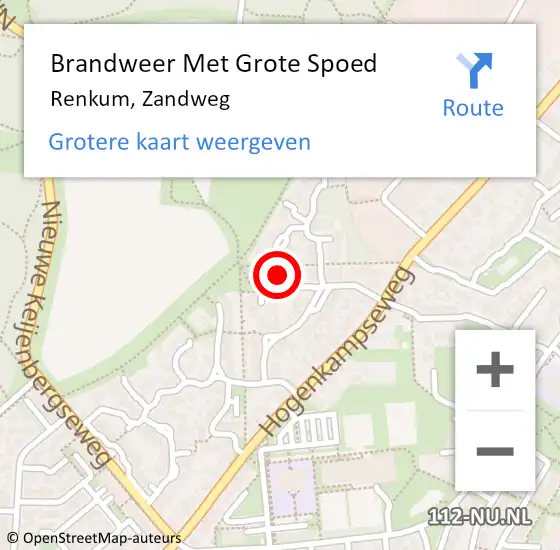 Locatie op kaart van de 112 melding: Brandweer Met Grote Spoed Naar Renkum, Zandweg op 27 september 2021 10:24