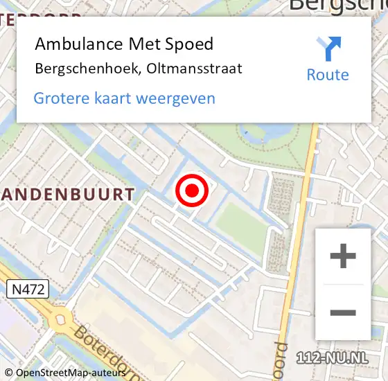 Locatie op kaart van de 112 melding: Ambulance Met Spoed Naar Bergschenhoek, Oltmansstraat op 27 september 2021 10:26