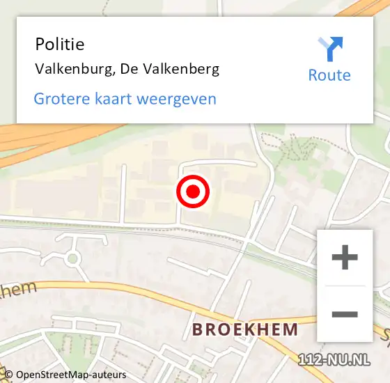 Locatie op kaart van de 112 melding: Politie Valkenburg, De Valkenberg op 24 juni 2014 09:27