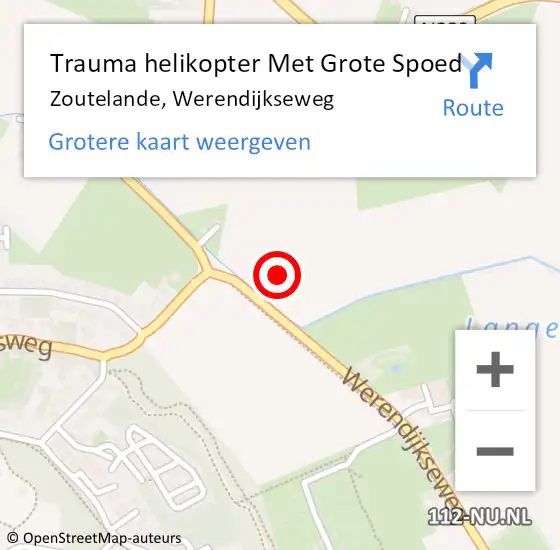 Locatie op kaart van de 112 melding: Trauma helikopter Met Grote Spoed Naar Zoutelande, Werendijkseweg op 27 september 2021 10:50
