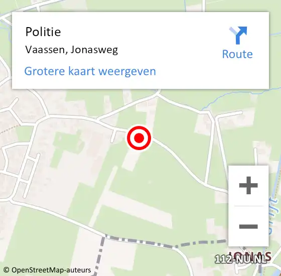 Locatie op kaart van de 112 melding: Politie Vaassen, Jonasweg op 27 september 2021 10:57