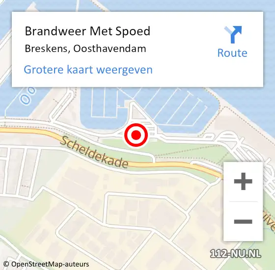 Locatie op kaart van de 112 melding: Brandweer Met Spoed Naar Breskens, Oosthavendam op 27 september 2021 10:59