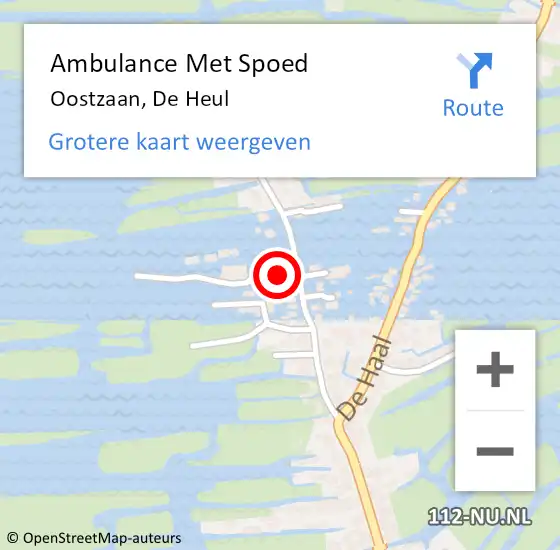 Locatie op kaart van de 112 melding: Ambulance Met Spoed Naar Oostzaan, De Heul op 27 september 2021 11:18