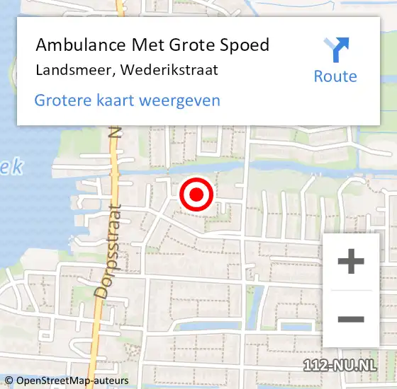 Locatie op kaart van de 112 melding: Ambulance Met Grote Spoed Naar Landsmeer, Wederikstraat op 27 september 2021 11:37