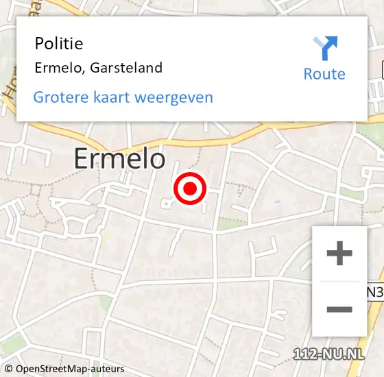 Locatie op kaart van de 112 melding: Politie Ermelo, Garsteland op 27 september 2021 11:41