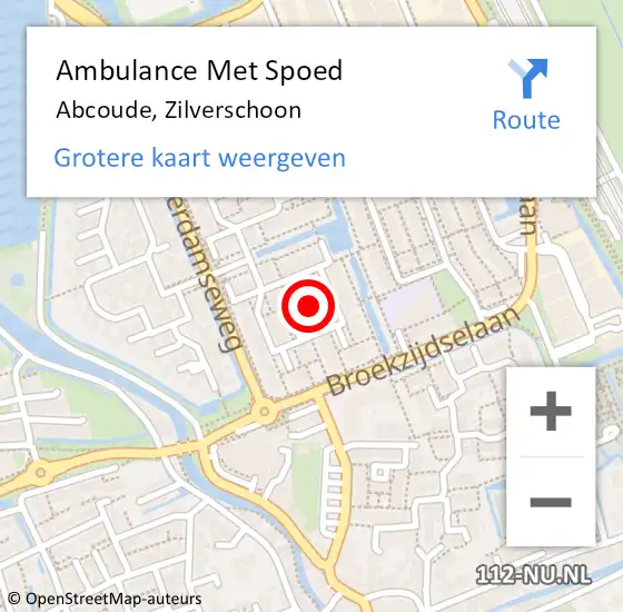 Locatie op kaart van de 112 melding: Ambulance Met Spoed Naar Abcoude, Zilverschoon op 27 september 2021 11:45