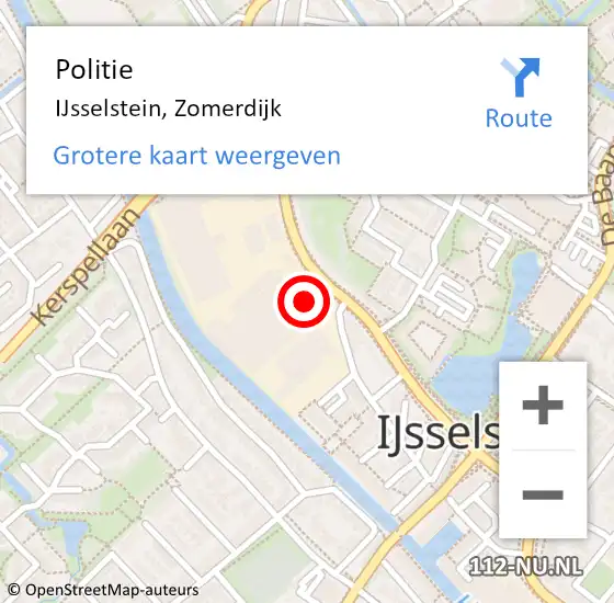 Locatie op kaart van de 112 melding: Politie IJsselstein, Zomerdijk op 27 september 2021 11:49