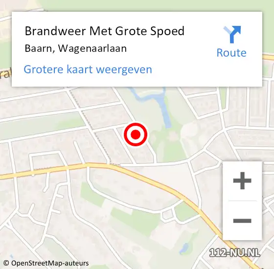 Locatie op kaart van de 112 melding: Brandweer Met Grote Spoed Naar Baarn, Wagenaarlaan op 27 september 2021 11:59