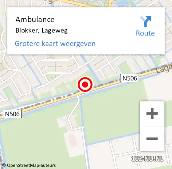 Locatie op kaart van de 112 melding: Ambulance Blokker, Lageweg op 27 september 2021 12:33