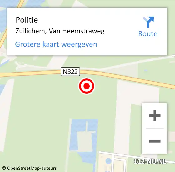 Locatie op kaart van de 112 melding: Politie Zuilichem, Van Heemstraweg op 27 september 2021 12:39