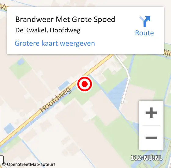 Locatie op kaart van de 112 melding: Brandweer Met Grote Spoed Naar De Kwakel, Hoofdweg op 27 september 2021 12:47