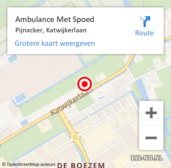 Locatie op kaart van de 112 melding: Ambulance Met Spoed Naar Pijnacker, Katwijkerlaan op 27 september 2021 13:03