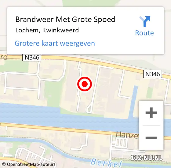 Locatie op kaart van de 112 melding: Brandweer Met Grote Spoed Naar Lochem, Kwinkweerd op 27 september 2021 13:06