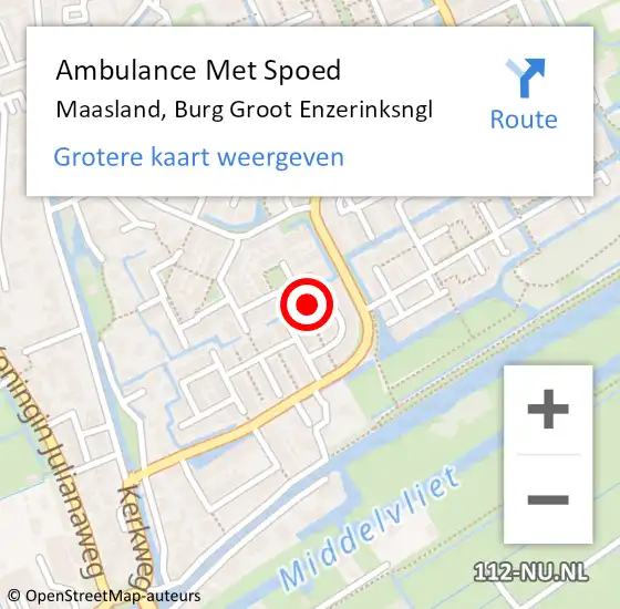 Locatie op kaart van de 112 melding: Ambulance Met Spoed Naar Maasland, Burg Groot Enzerinksngl op 27 september 2021 13:06