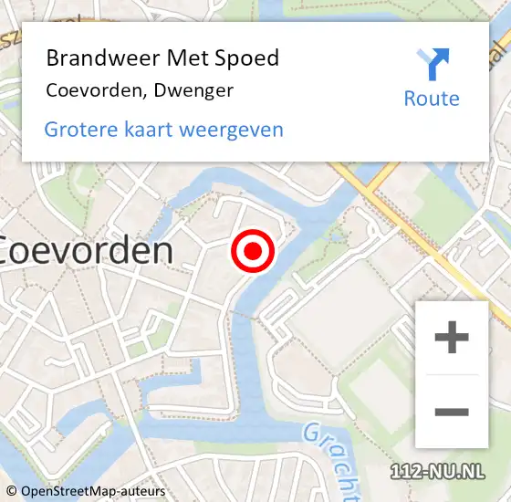 Locatie op kaart van de 112 melding: Brandweer Met Spoed Naar Coevorden, Dwenger op 27 september 2021 13:17