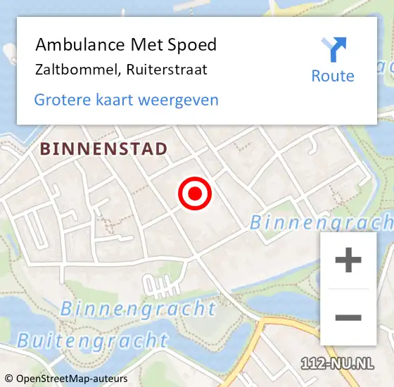 Locatie op kaart van de 112 melding: Ambulance Met Spoed Naar Zaltbommel, Ruiterstraat op 27 september 2021 13:29