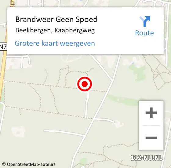 Locatie op kaart van de 112 melding: Brandweer Geen Spoed Naar Beekbergen, Kaapbergweg op 27 september 2021 13:36