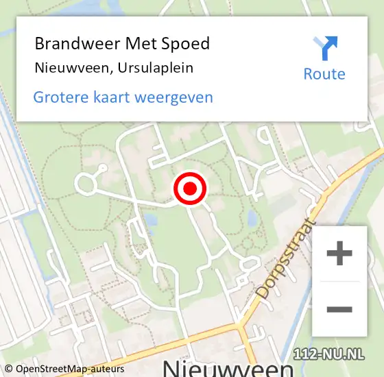 Locatie op kaart van de 112 melding: Brandweer Met Spoed Naar Nieuwveen, Ursulaplein op 27 september 2021 13:49