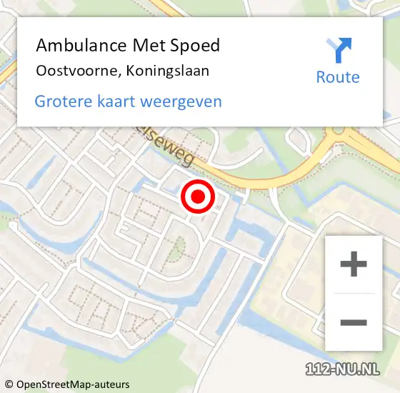 Locatie op kaart van de 112 melding: Ambulance Met Spoed Naar Oostvoorne, Koningslaan op 27 september 2021 14:00