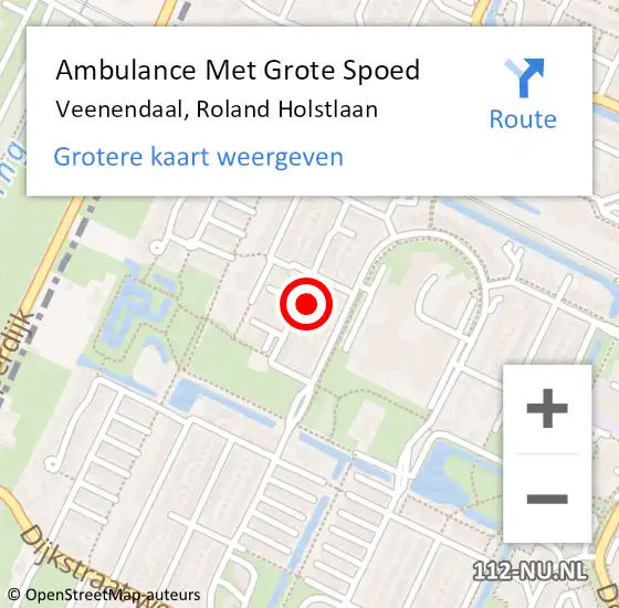 Locatie op kaart van de 112 melding: Ambulance Met Grote Spoed Naar Veenendaal, Roland Holstlaan op 27 september 2021 14:00