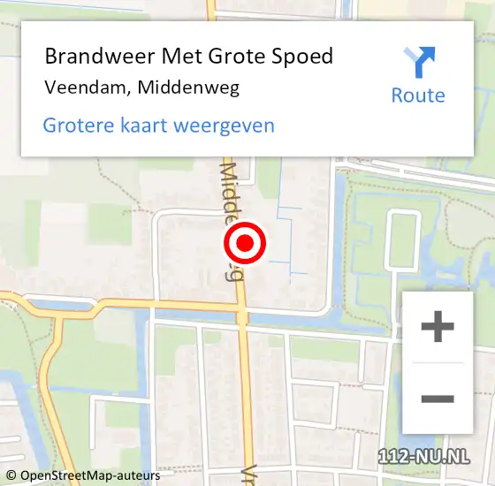 Locatie op kaart van de 112 melding: Brandweer Met Grote Spoed Naar Veendam, Middenweg op 27 september 2021 14:17