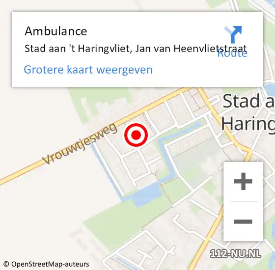 Locatie op kaart van de 112 melding: Ambulance Stad aan 't Haringvliet, Jan van Heenvlietstraat op 24 juni 2014 09:57