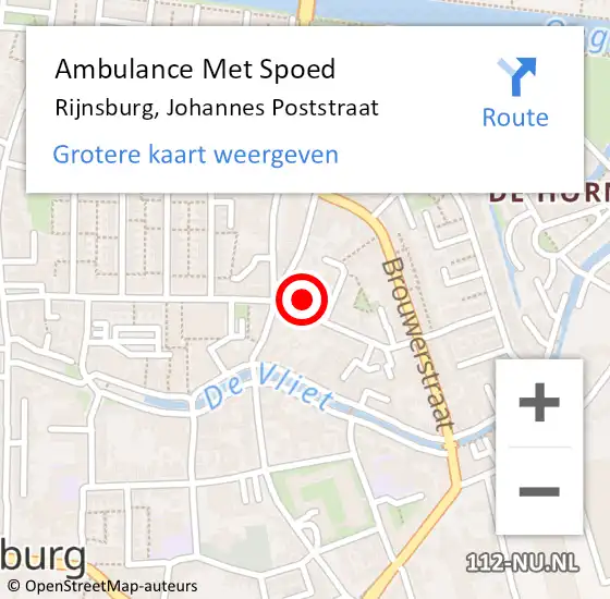 Locatie op kaart van de 112 melding: Ambulance Met Spoed Naar Rijnsburg, Johannes Poststraat op 27 september 2021 15:20
