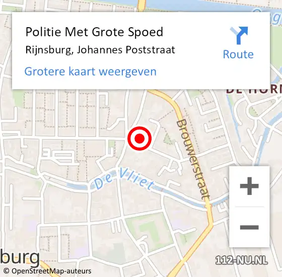 Locatie op kaart van de 112 melding: Politie Met Grote Spoed Naar Rijnsburg, Johannes Poststraat op 27 september 2021 15:20
