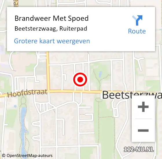 Locatie op kaart van de 112 melding: Brandweer Met Spoed Naar Beetsterzwaag, Ruiterpad op 27 september 2021 15:36