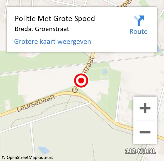 Locatie op kaart van de 112 melding: Politie Met Grote Spoed Naar Breda, Groenstraat op 27 september 2021 15:54