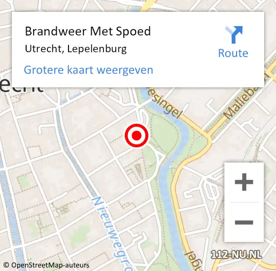 Locatie op kaart van de 112 melding: Brandweer Met Spoed Naar Utrecht, Lepelenburg op 27 september 2021 15:58